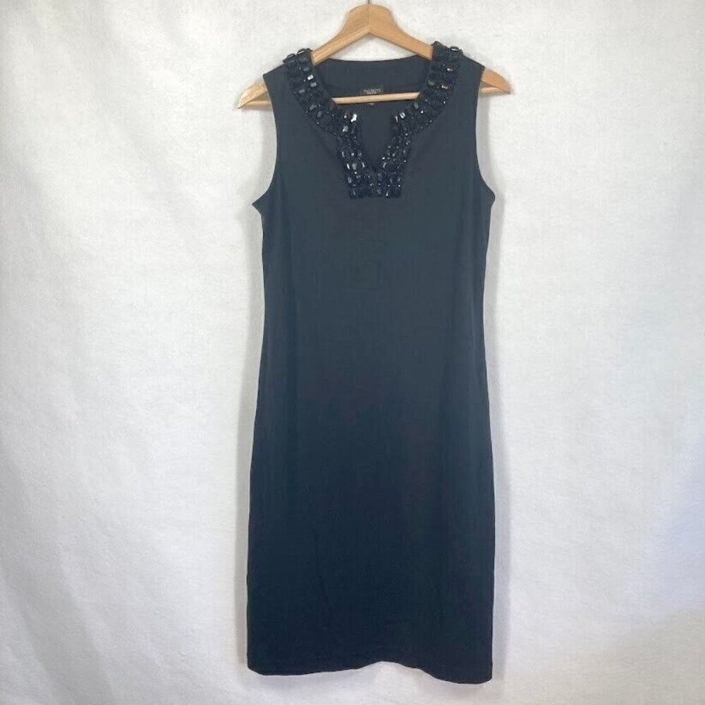Talbots Classic Sheath Dress Sleeveless Beaded Elegant Formal Flattering M
